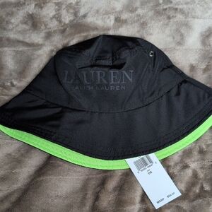 Lauren Ralph Lauren Black Hat with Neon Green Edge